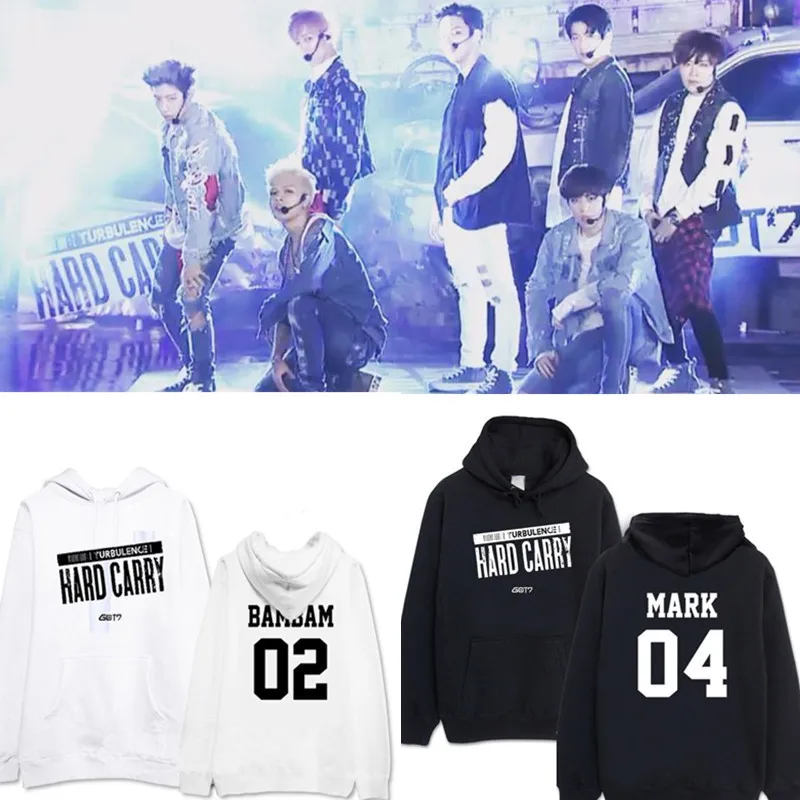 

ALLKPOPER KPOP GOT7 Hard Carry Cap Hoodie TURBULENCE Sweatershirt Jackson Pullover FLIGHT LOG Fleece/ Thin Casual Clothes Top