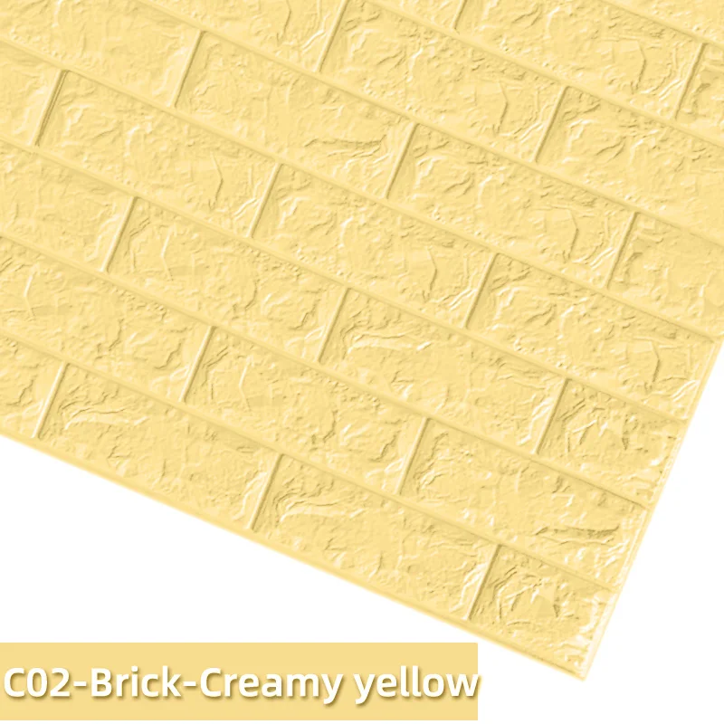 C02-Creamy yellow Kaguyahime 3D Самоклеящиеся настенные наклейки, декоративные водонепроницаемые обои для детской комнаты, кухни, спальни, 3D мраморные обои, кирпич - Color: C02-Creamy yellow