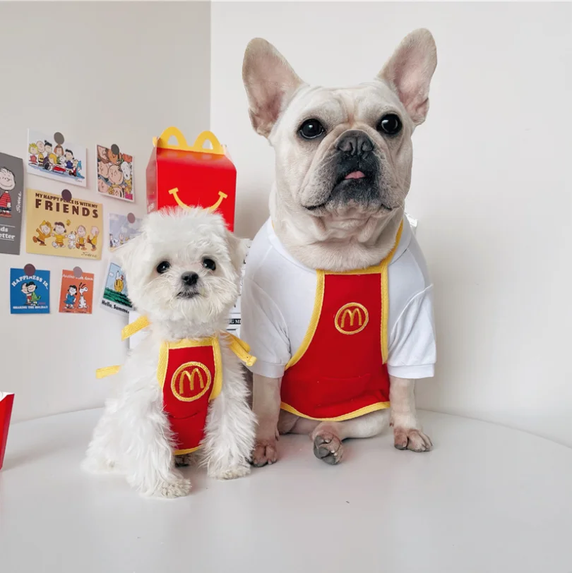 

Cute Cafe Work Clothes Dog Bib Apron Pet Saliva Towel Cat Dog Bib Photo Props Pet Clothing Cat Saliva Towel