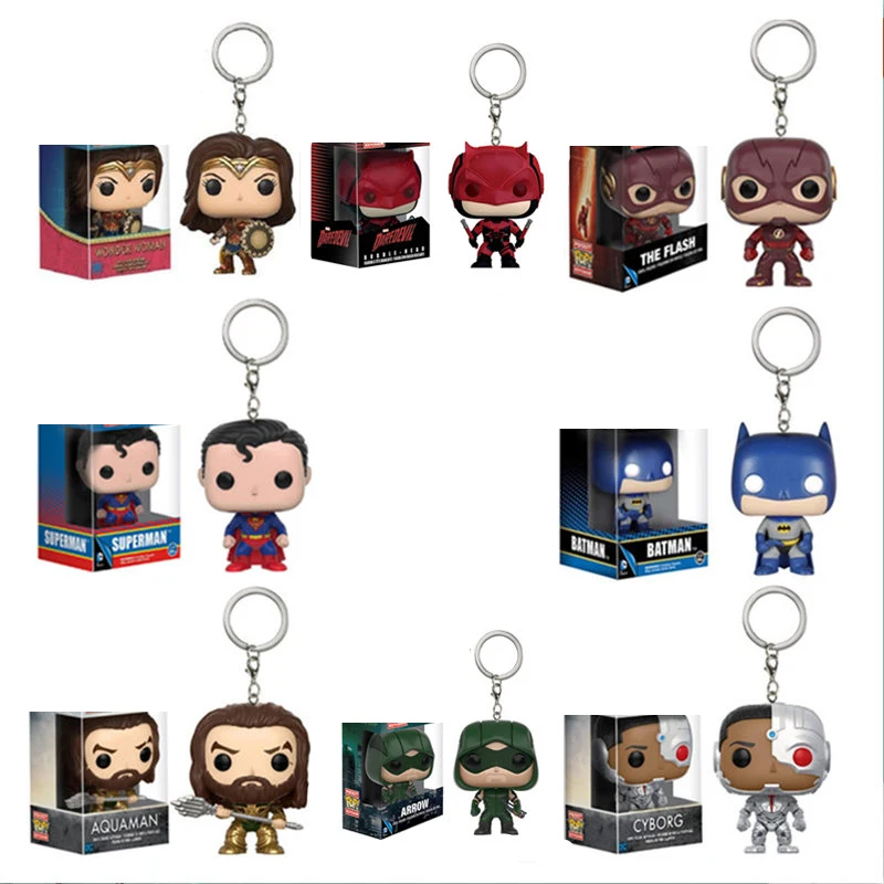 Брелок FUNKO Лига Справедливости с супергероями Карманный для ключей Aquaman Wonder Women