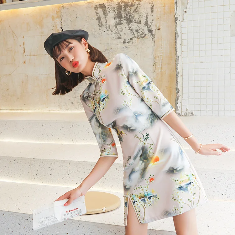 Winter Dress Clothe Elegant Retro Chinese Traditional Cheongsam Qipao New Year | Тематическая одежда и униформа