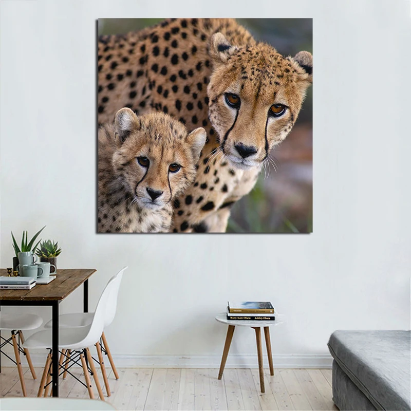 Картина на холсте с изображением животного гепарда минималистский настенный