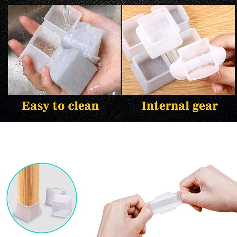 

Anti-Scratch Foot Pads Non-Slip Chair Caps Floor Furniture Chair Leg Floor Protectors Set Rectangle,Fit 30-45mm,32 Pack