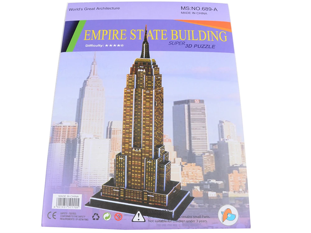 

DIY Architecture 3D Cardboard Puzzle Toys DIY Assemble Toy New York Empire State Building World Famous Architectural Model Toy