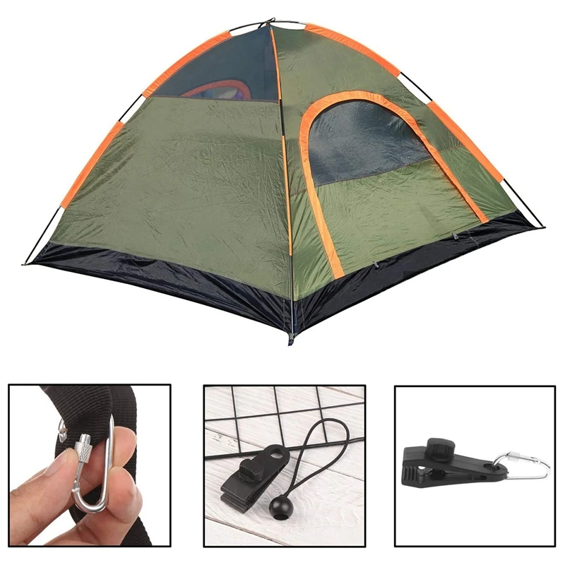 

36Pcs Carabiner Tent Clip Ball Rope Strap Tent Tool Outdoor Camping Farm Tool (12Pcs Each)