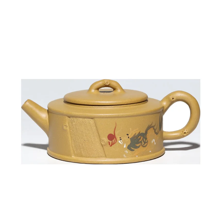 

Yixing Zisha teapot gift raw ore section mud painted stump peripherals special flower teapot