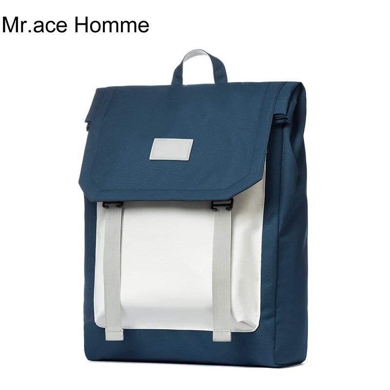 Синий и белый цвет большой квадратный 15 дюймовый рюкзак для ноутбука женский