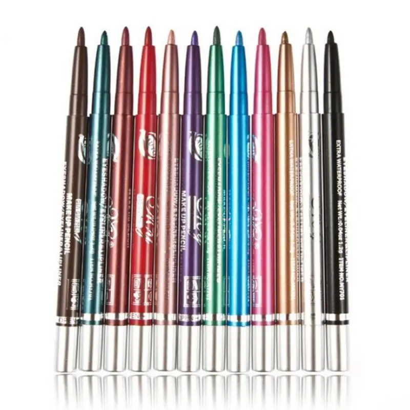12 шт./компл. макияж блестящая подводка для глаз Карандаш Водостойкий