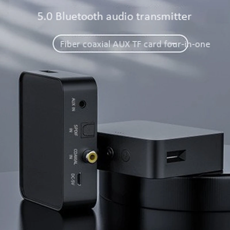 

5.0 Multifunctional Bluetooth Transmitter Bluetooth Frequency Adapter Supports Fiber Coaxial AUX TF Card