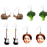 acrylic earrings for women girls simulation snail broccoli vegetable retro dolls dangle earrings funny lovely fashion jewelry