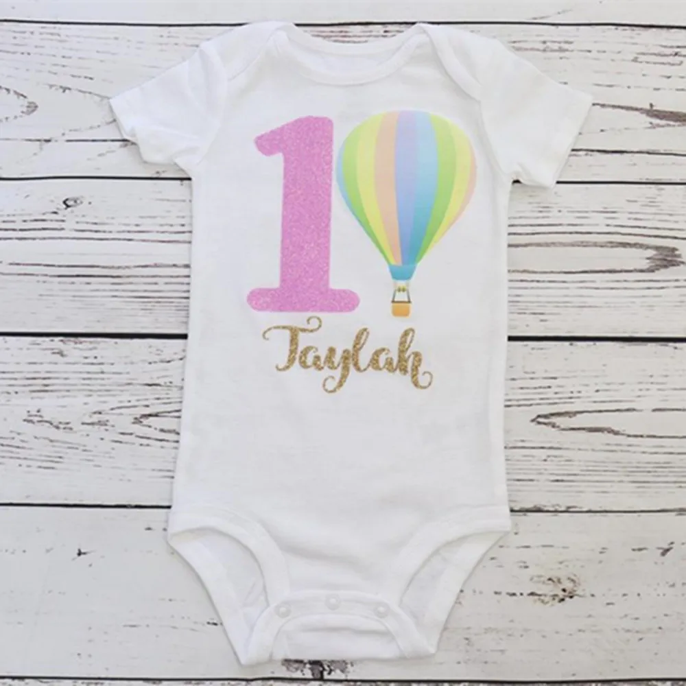 

Personalised Hot air balloon First Birthday baby girl Shirt Customize name age any Character Baptism tutu set outfit cake smash