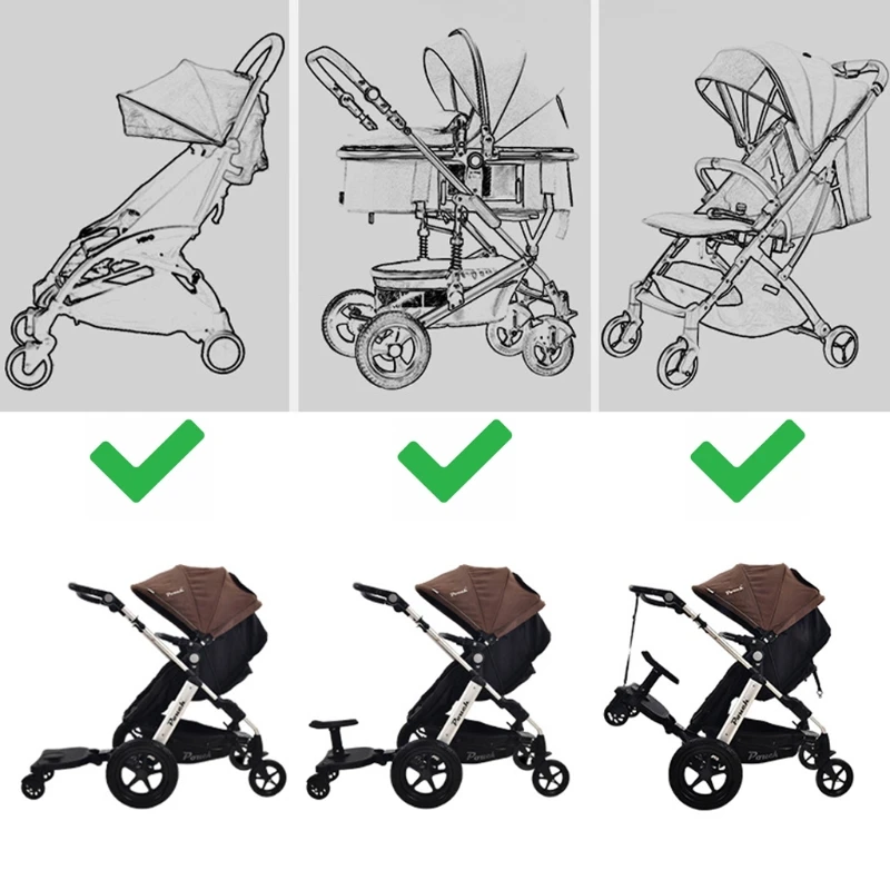 

Upgrade Children Stroller Pedal Adapter Second Child Auxiliary Trailer Twins Scooter Hitchhiker Kids Standing Plate with Seat