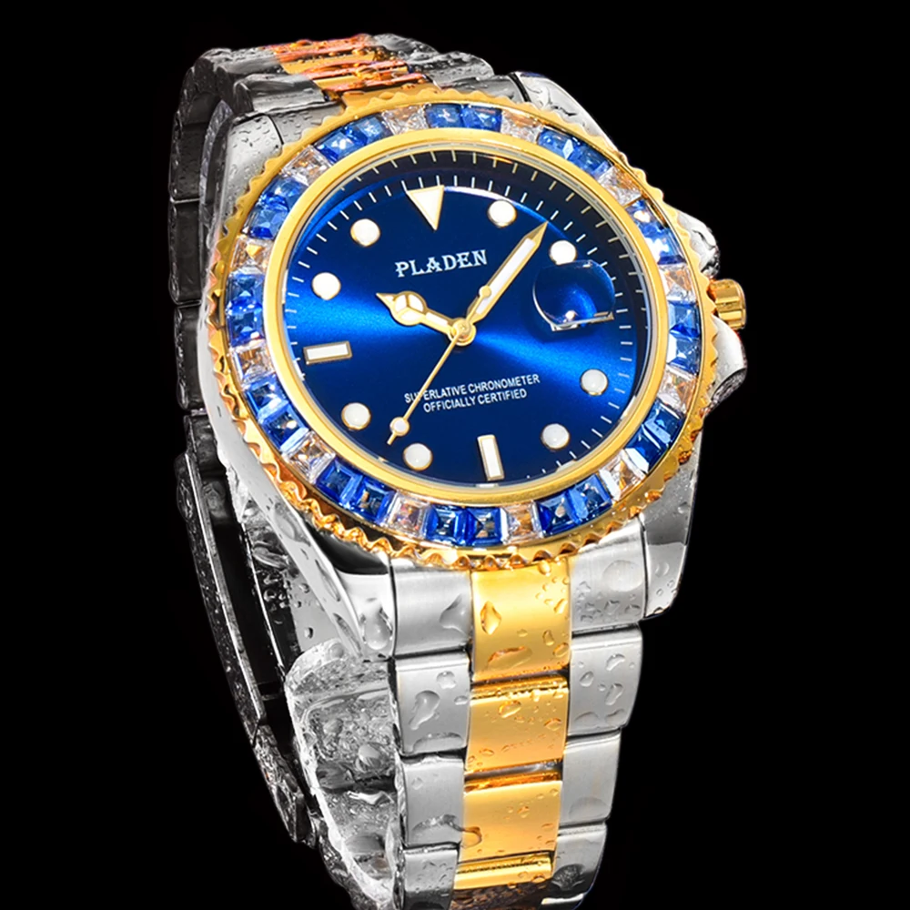 Водонепроницаемые мужские наручные часы PLADEN AAA роскошные светящиеся кварцевые с
