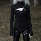 Толстовка Женская в готическом стиле, на молнии, хип-хоп, теплая, худи неправильной формы, 2019