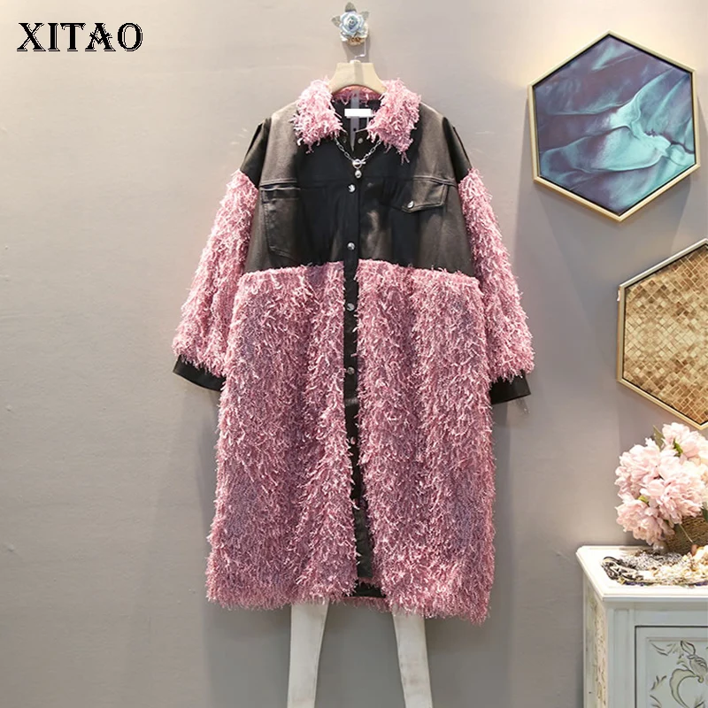 XITAO модных цветов с кисточками лоскутное пальто из искусственной кожи женская