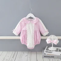 girls clothes embroidery peter pan collar infant bodysuit for newborn toddler jumpsuit children outfits baby stuff with hairband