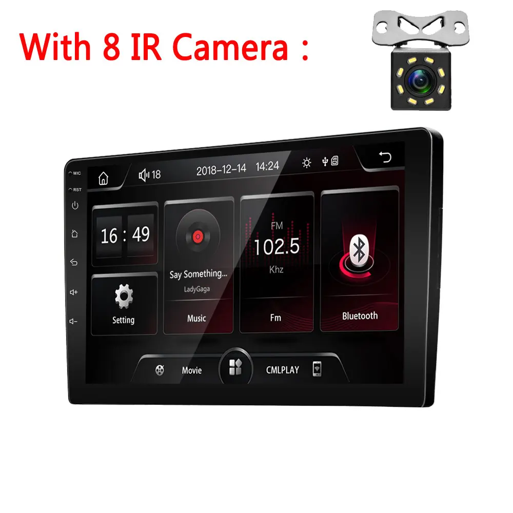 With 8 IR Camera LeeKooLuu 2 din Автомобильный Радио стерео плеер 9 ''Автомобильный мультимедийный плеер Bluetooth FM Аудио Зеркало Ссылка MP5 заднего вида 2 din Авторадио - Цвет: With 8 IR Camera