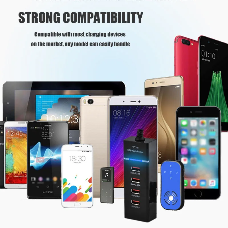 

4 USB Port Fast Phone Charger Travel Wall Power Fast Charging EU US Plug Adapter For IPhone For Samsung Mobile Phones