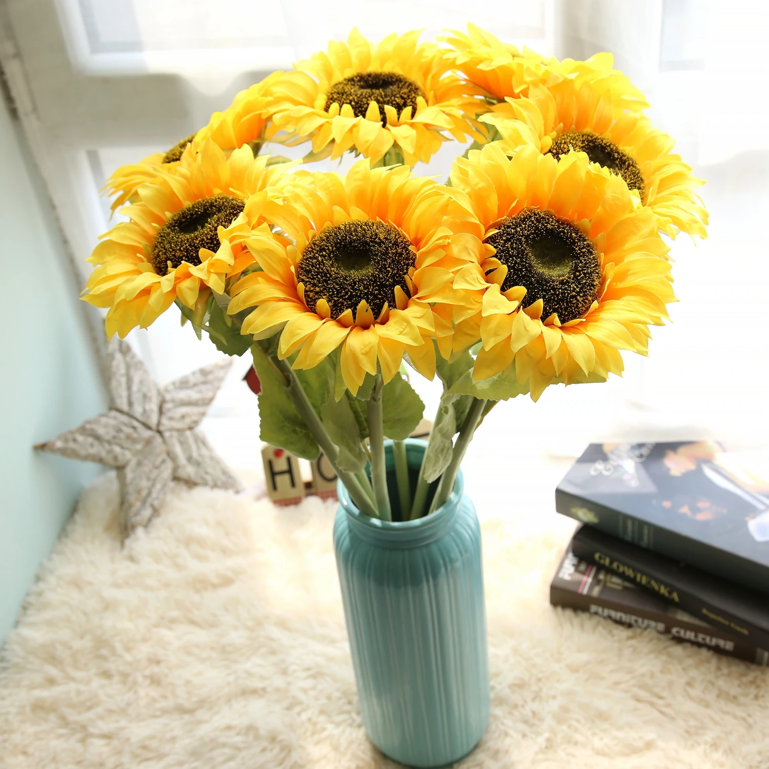 

Beautiful Sun Flower Mall Sunflower Simulation Flower Foreign Trade Home Decoration Wedding Fake Flower