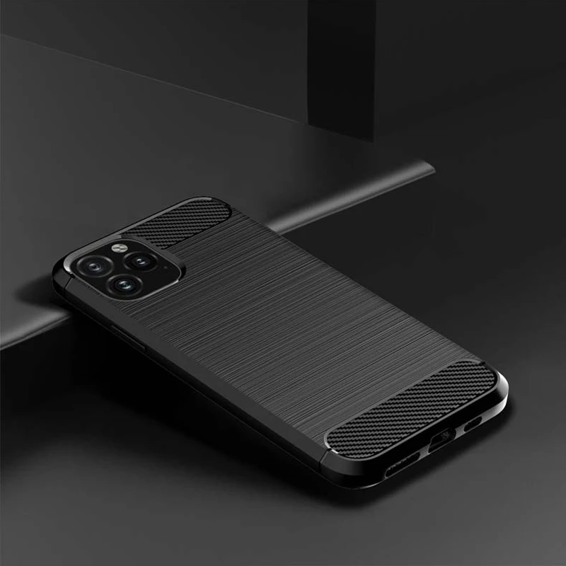 

For iPhone 11 2019 Case 11 Pro Max Back Cover Vpower Brushed Carbon Fiber Soft Silicone Cases For iPhone 11 XI 5.8 6.1 6.5 Funda
