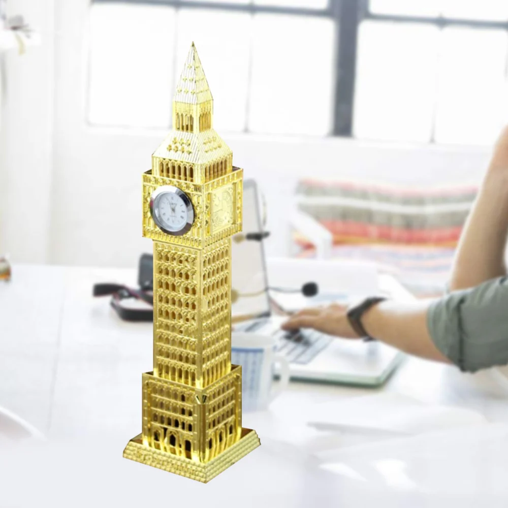 

1pc Retro British London Big Ben Clock Furnishing Metal Ornament Handicrafts Miniatures (Random Color)