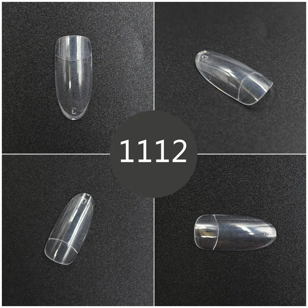 Накладные ногти овальные французские короткие прозрачные наполовину покрывают