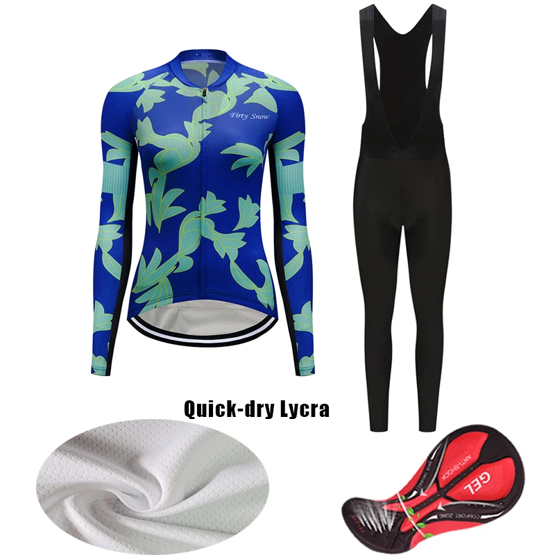 

Women Bike Clothes 2022 Fashion Long Sleeve Cycling Jersey Bib Set Bicycle Clothing Female Trisuit Sport Suit Uniform Dress Kit