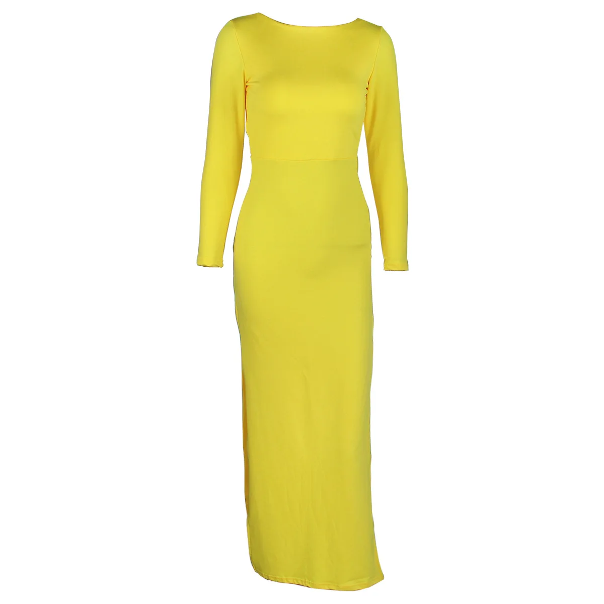 Женское длинное платье с открытой спиной весеннее Платье макси длинным рукавом и