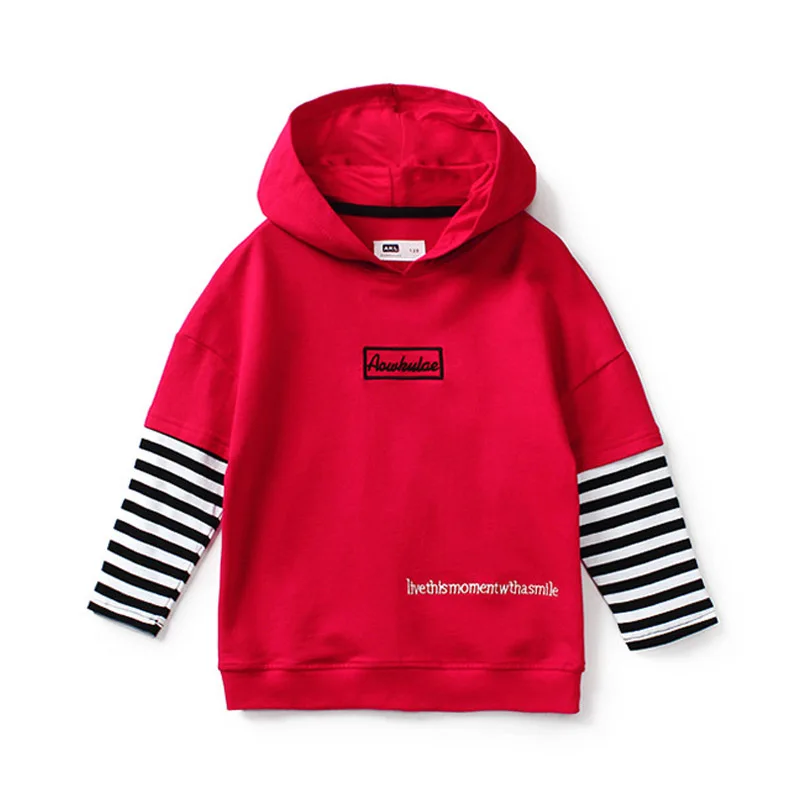 

4-13 y boys girl spring autumn hooded jacket Korean version letter Print stitching Long sleeve coat in big kids quality clothing