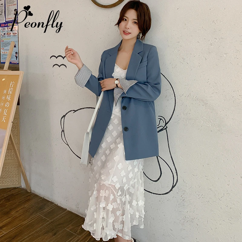 

Women Striped Blazer Peonfly Autumn Female Work Jacket Vintage High Quality Fashion Office Lady Elegant Blazers Feminino Pink