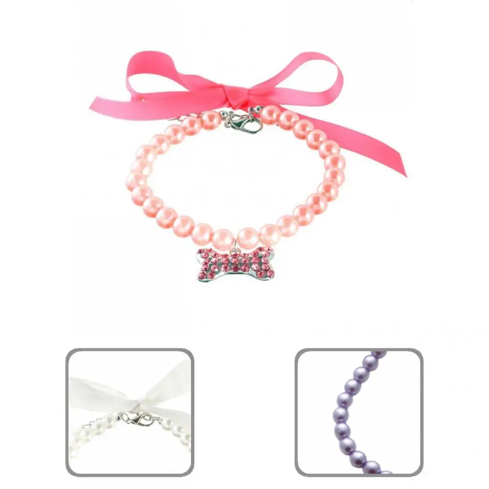 

Отличный ошейник-цепочка для домашних животных, ожерелье для щенка с имитацией под аллергию и жемчугом, ошейник для домашних животных