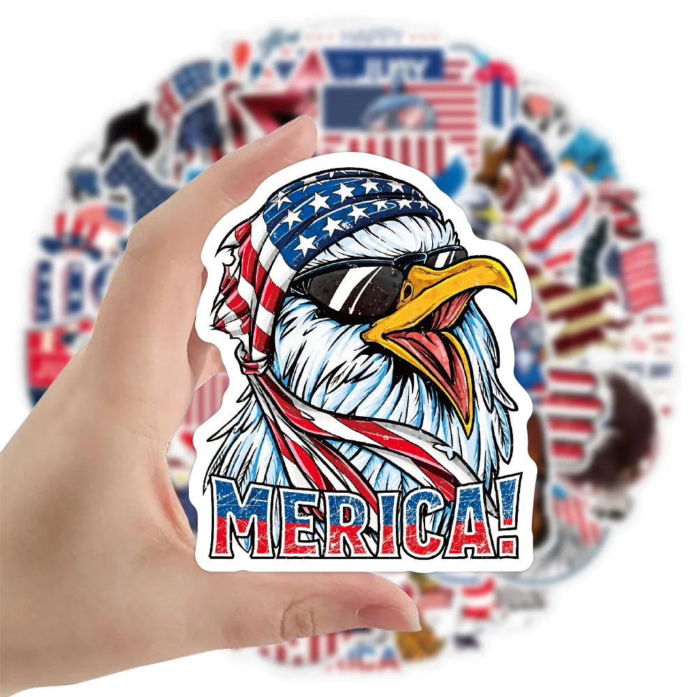 

10/30/50PCS American Flag Independence Day Cool Stickers Laptop Guitar Luggage Phone Waterproof Graffiti Sticker Decal Kid Toys