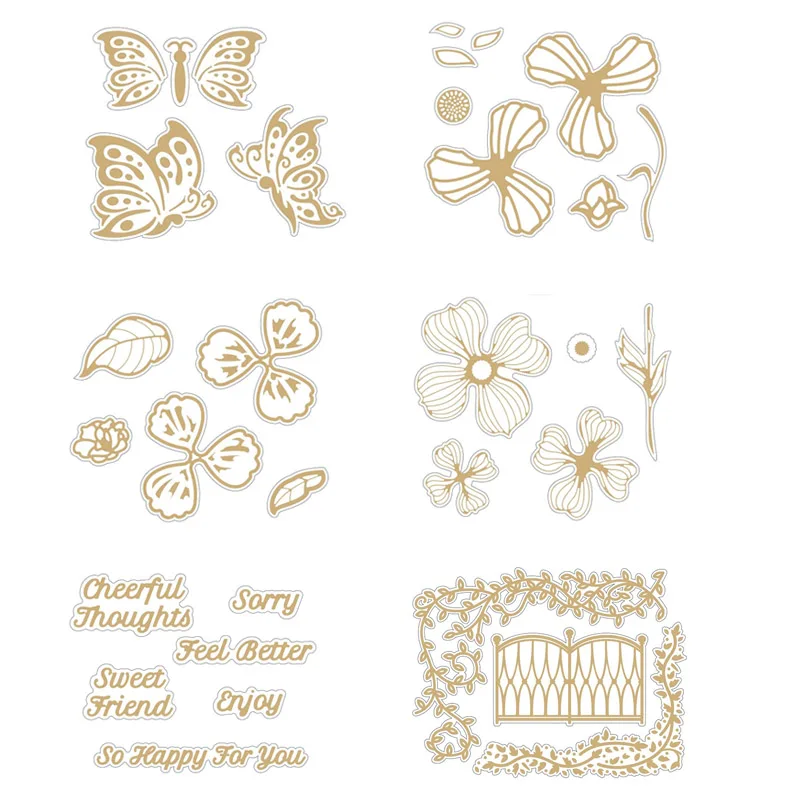 Горячая фольга пластина бабочка фразы фон вырезанные штампы 2020 цветы для