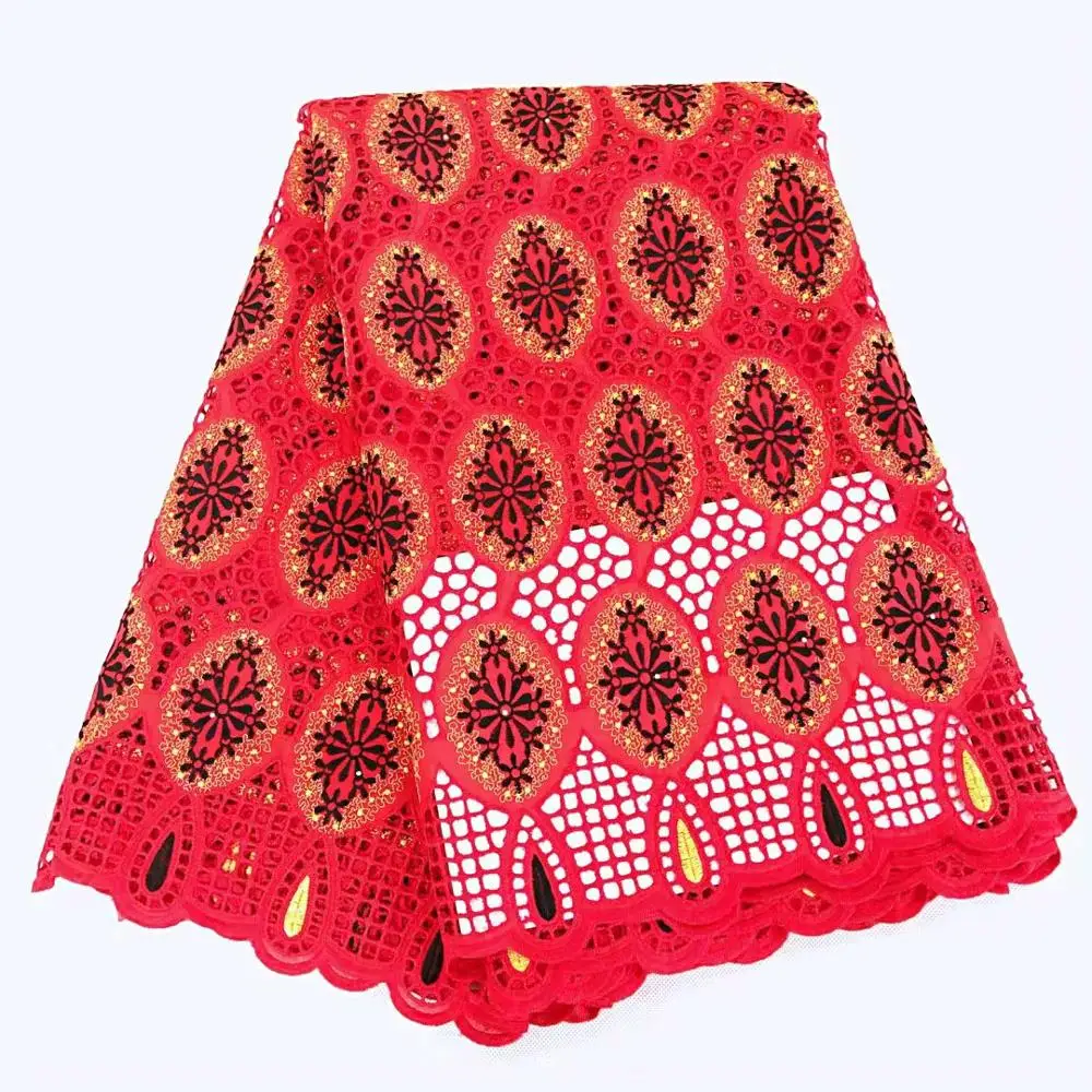 Нигерийская кружевная ткань Белая швейцарская вуаль хлопковое кружево с камнями