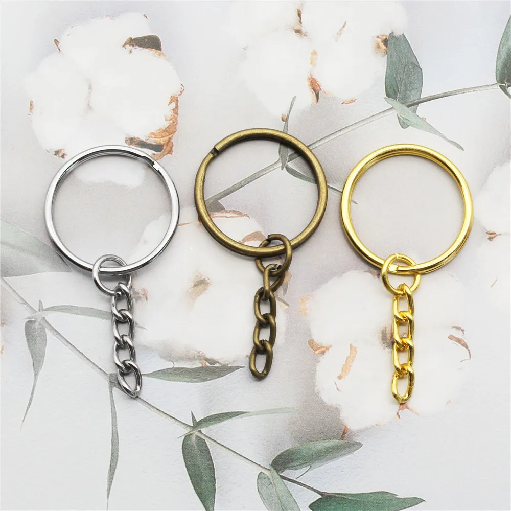 

Брелок для ключей 20 шт./лот, кольцо для ключей, брелок для ключей, Длинные круглые брелки для ключей из бронзы и родиевого золота с разрезом, о...