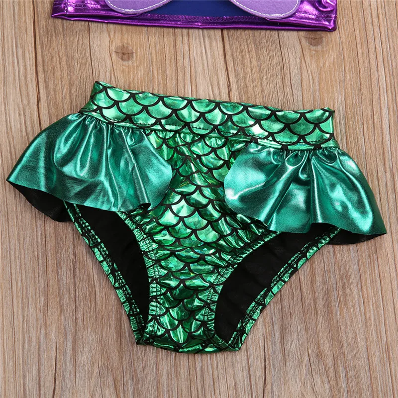 

3pcs Set Princess Baby Girls Mermaid Bikini Set Bow Swimwear Swimsuit Bathing Suit Costume Baby Girls Two Piece Suits