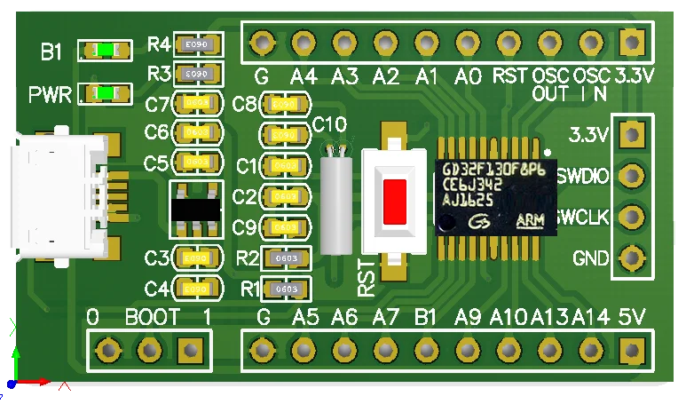 Минимальная системная основная плата Gd32f130f8p6 Gd32f130 макетная заменяет обучающую