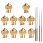 Сопло для 3D принтера, резьба MK10 M7, латунная головка экструдера, сопло 0,2 0,3 0,4 0,5 0,6 0,8 1,0 мм 1,75 мм, нить с чистящими иглами