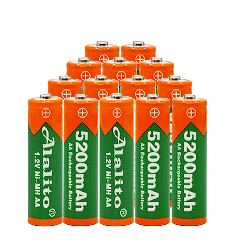 5200mAh 1.2V Ni-Mh AA Перезаряжаемая батарея белого цвета 2А энергия для MP3-плеера, мобильного телефона, RC-устройства, светодиодного фонаря, игрушек. Бесплатная доставка.