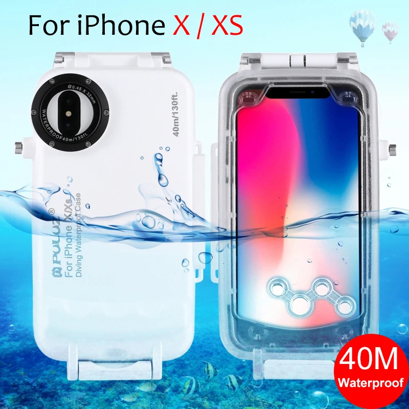 

PULUZ iPhone X/XS 40 м/130 футов подводный водонепроницаемый корпус для дайвинга чехол для телефона для серфинга плавания подводного плавания фото ви...
