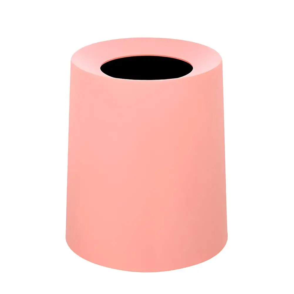 Pink Бытовой двухслойный круглый контейнер для мусора, офиса, гостиной, кухни, ванной комнаты, Двухслойное мусорное ведро, мусорные ящики без крышки - Цвет: Pink