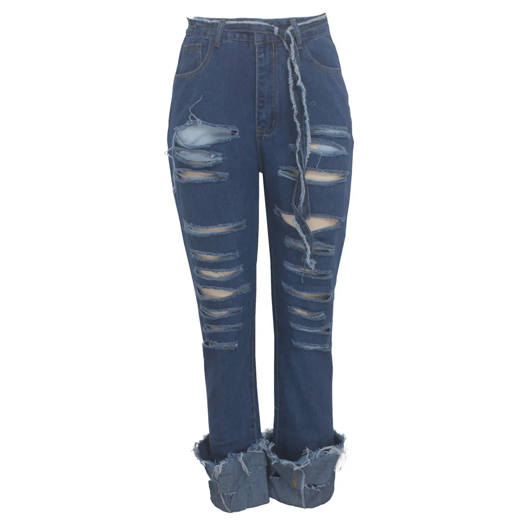 2020 модные отбеленные рваные джинсы женские хлопковые тонкие Эластичные