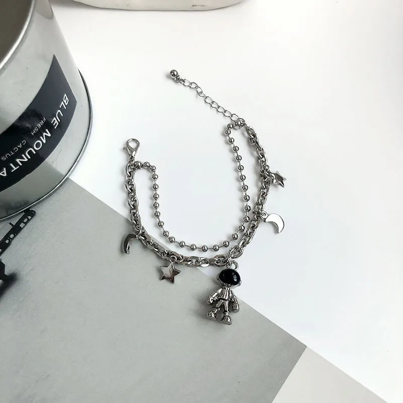 

Gothic Bear Nurse Hat Bracelet for Women Titanium Steel Astronaut Rabbit To Buckle Thick Chain Hip-Hop Bracelet Trend New 2020
