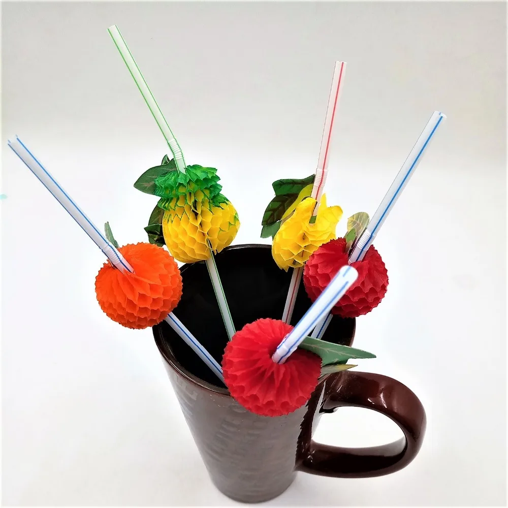 50 шт. НОВЫЙ Гавайская тема 3D фрукты Для летних вечеринок красочные коктейль