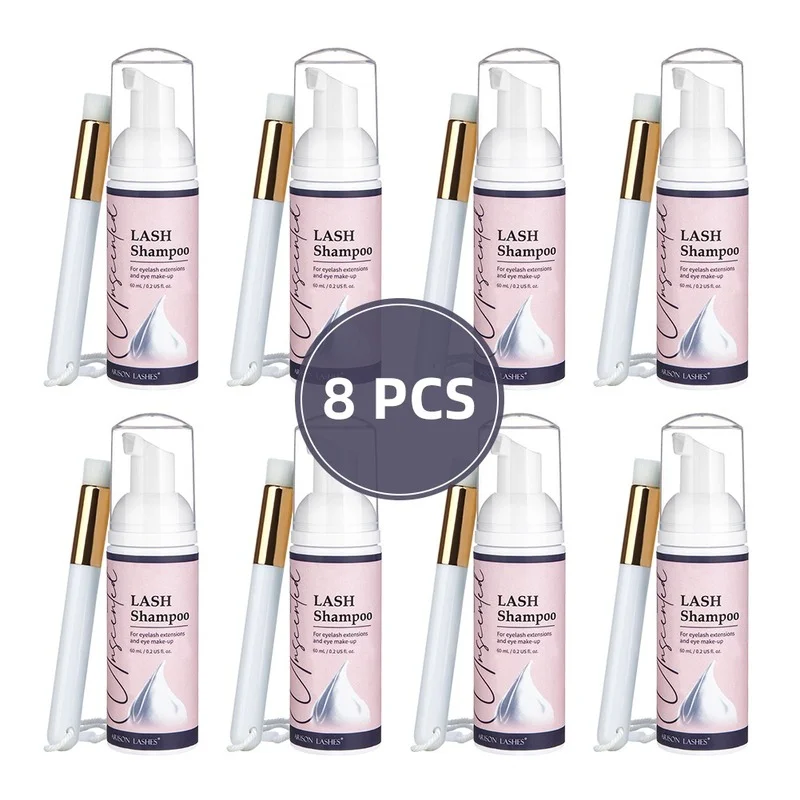 8 шт. 60 мл набор шампуня для наращивания ресниц с кисточкой муссом подтяжки пена