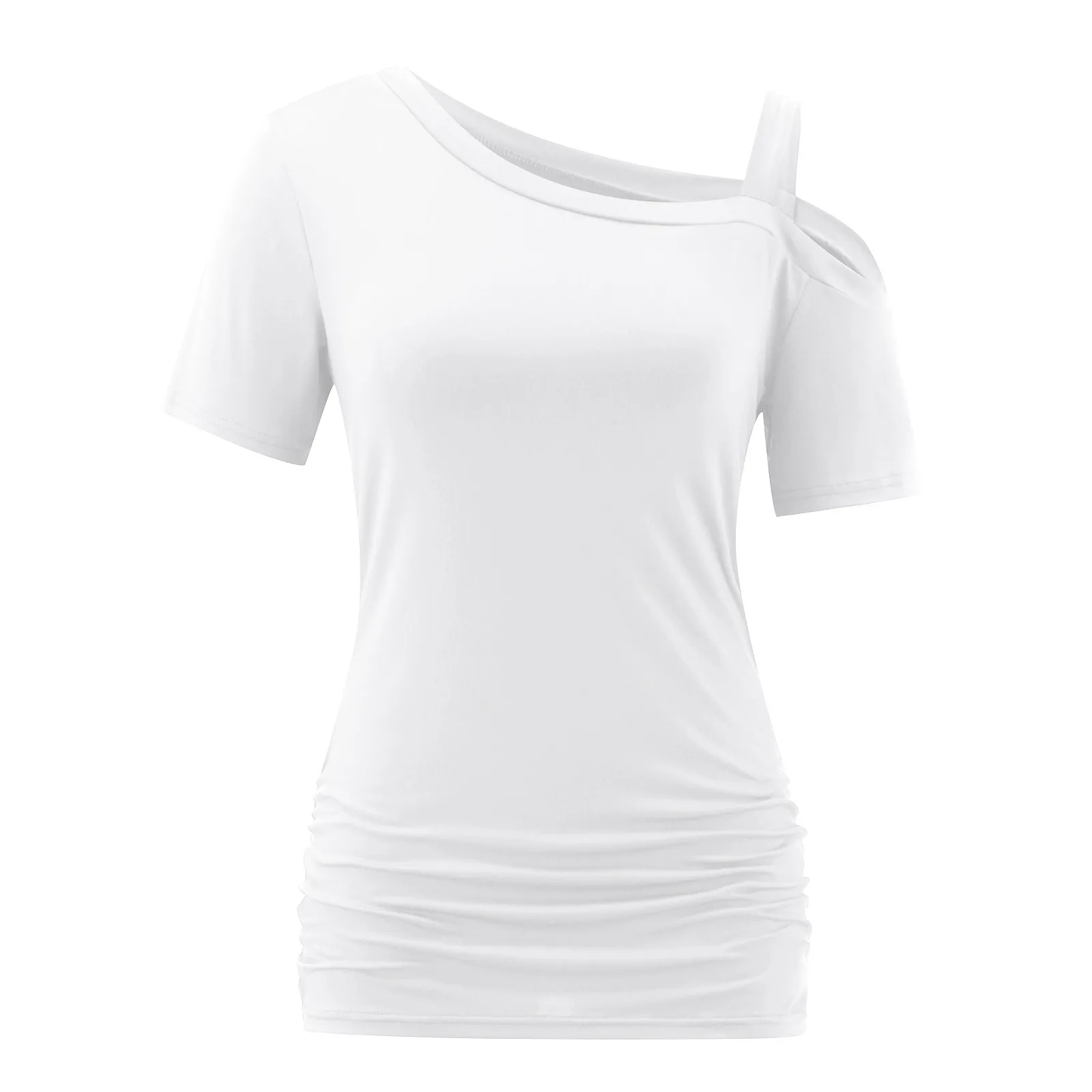 

Solid Color Women Summer Blouse Sexy Casual One Shoulder Shirt Off Shoulder Blouse Summer Women Clothing Women Tops And Bloues