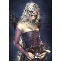 5d diy dark angel of death and cat diamond painting full drill embroidery cross stitch mosaic craft kit home decor sticker gift
