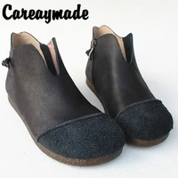 careaymade spring and autumn new dermis retro vintage handmade single shoesgenuine leather cowskin comfortable ankle boots