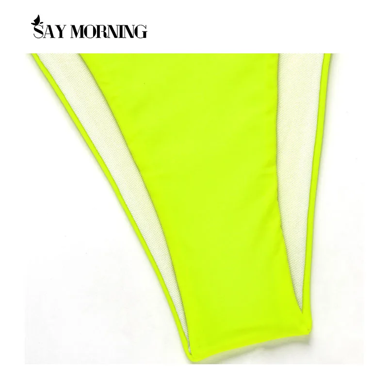 Женский купальник-бикини SAY MORNING неоновый желтый короткий топ пикантная пляжная