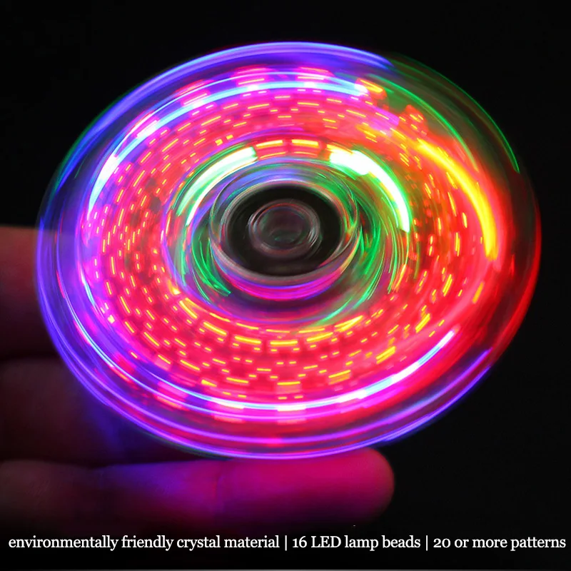 Fidget Spinner Glow in the Dark Adult Toy Anti Stress Led Tri-Spinner Autism Luminous Spinners Kinetic Gyroscope for Children images - 6